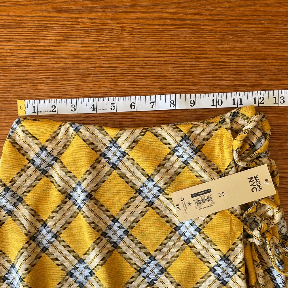 Madden NYC Side Lace Yellow Plaid Mini Skirt Preppy Y2K Academia‎ School Girl - Picture 8 of 16